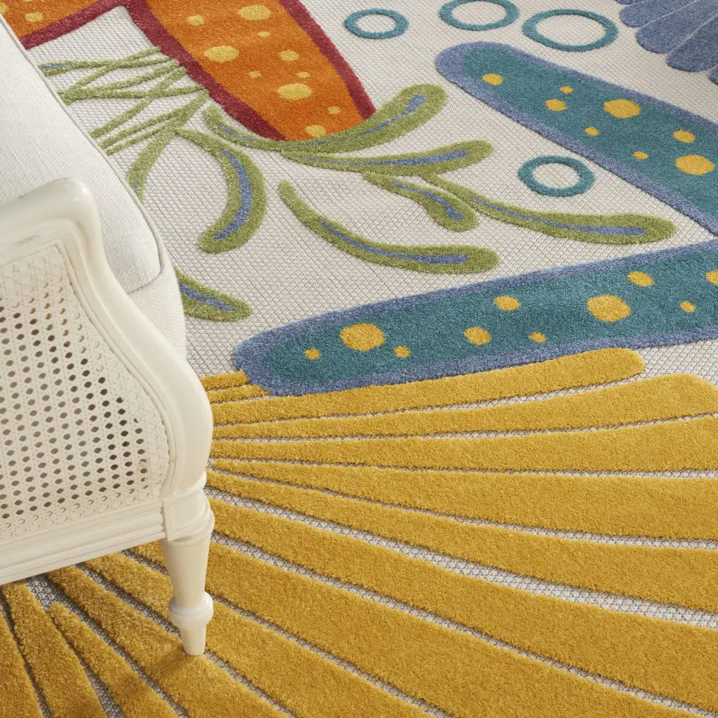 10' X 13' Orange Blue And Yellow Animal Print Non Skid Indoor Outdoor Area Rug - Homeroots - Flyclothing LLC