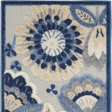 2' X 6' Blue And Grey Floral Non Skid Indoor Outdoor Runner Rug - Homeroots