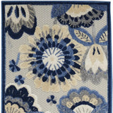 2' X 10' Blue And Grey Floral Non Skid Indoor Outdoor Runner Rug - Homeroots