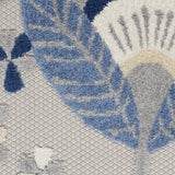 2' X 10' Blue And Grey Floral Non Skid Indoor Outdoor Runner Rug - Homeroots