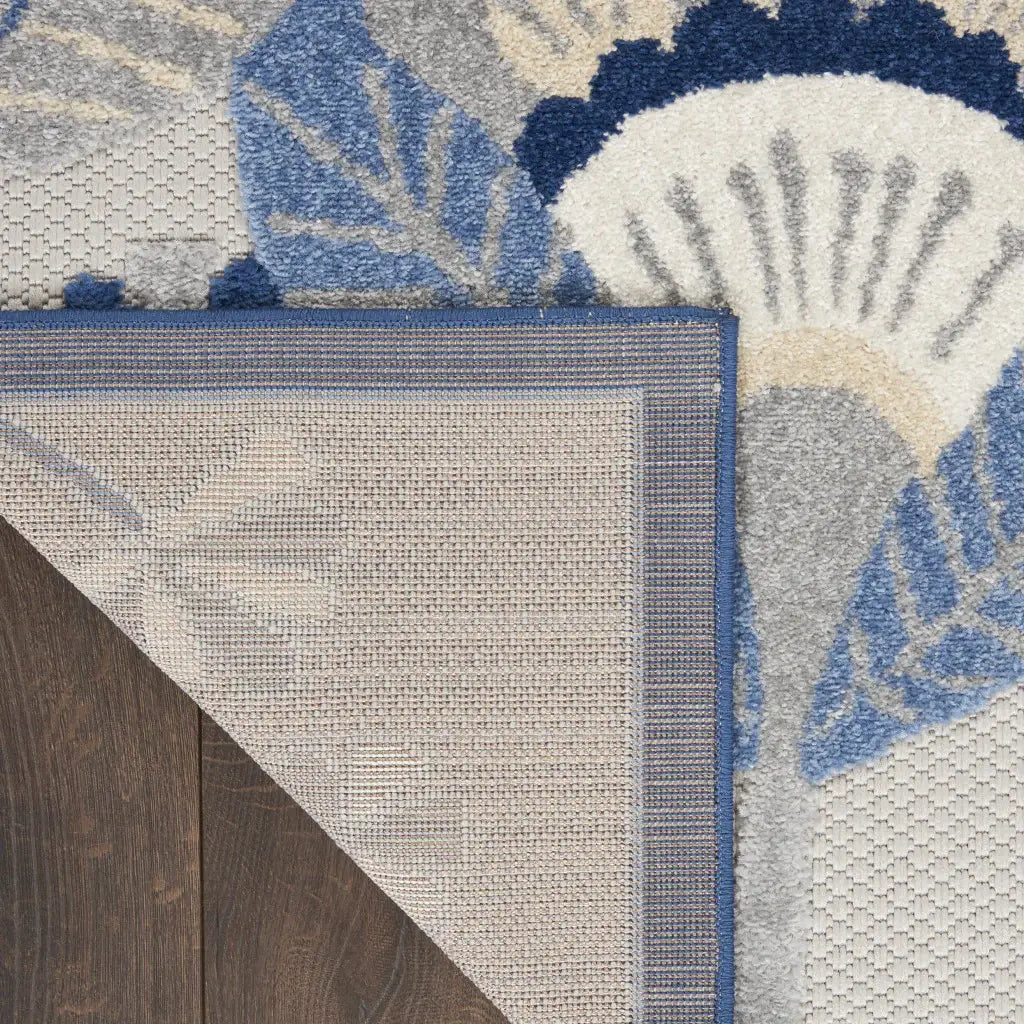 2' X 10' Blue And Grey Floral Non Skid Indoor Outdoor Runner Rug - Homeroots - Flyclothing LLC