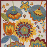 12' X 15' White Yellow And Blue Floral Non Skid Indoor Outdoor Area Rug - Homeroots - Flyclothing LLC