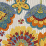 2' X 6' Yellow And Teal Floral Non Skid Indoor Outdoor Runner Rug - Homeroots - Flyclothing LLC