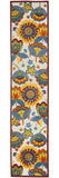 2' X 10' White Yellow And Blue Floral Non Skid Indoor Outdoor Runner Rug - Homeroots