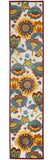2' X 12' White Yellow And Blue Floral Non Skid Indoor Outdoor Runner Rug - Homeroots