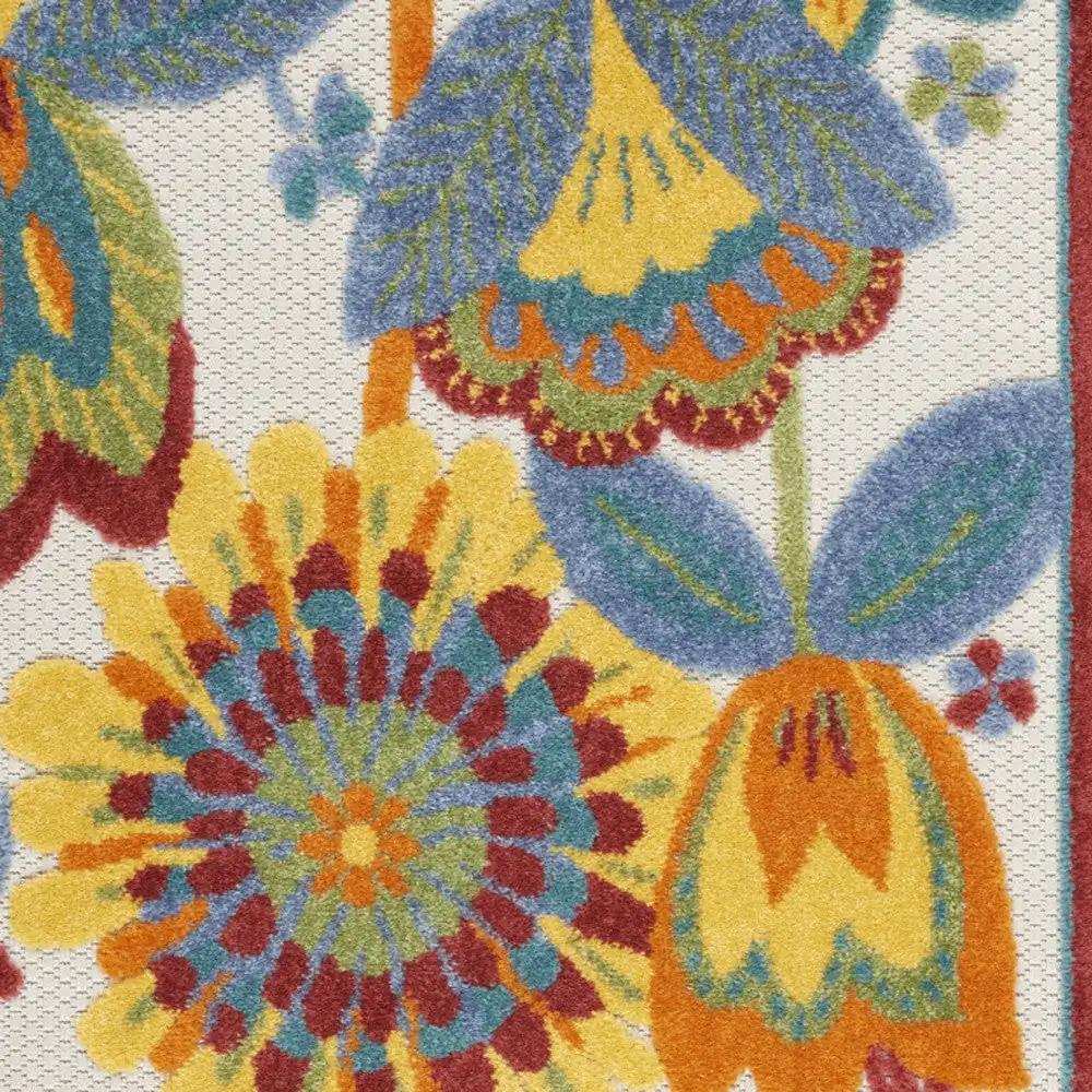 3' X 4' Yellow And Teal Floral Non Skid Indoor Outdoor Area Rug - Homeroots - Flyclothing LLC