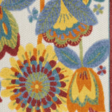 3' X 4' Yellow And Teal Floral Non Skid Indoor Outdoor Area Rug - Homeroots