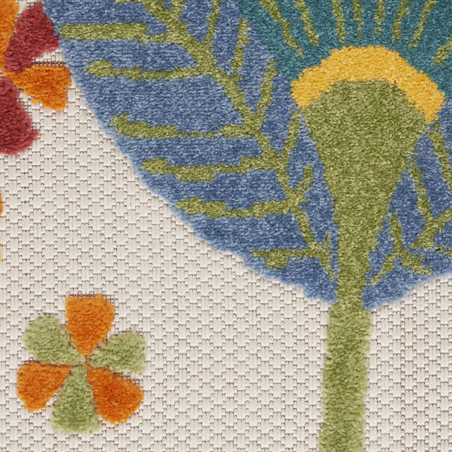 10' X 13' White Yellow And Blue Floral Non Skid Indoor Outdoor Area Rug - Homeroots - Flyclothing LLC