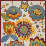 10' X 13' White Yellow And Blue Floral Non Skid Indoor Outdoor Area Rug - Homeroots