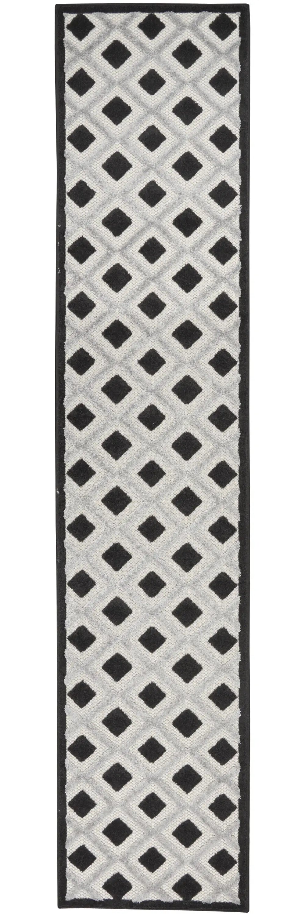 2' X 10' Black And White Gingham Non Skid Indoor Outdoor Runner Rug - Homeroots - Flyclothing LLC