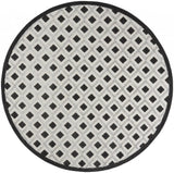 8' X 8' Black And White Round Gingham Non Skid Indoor Outdoor Area Rug - Homeroots