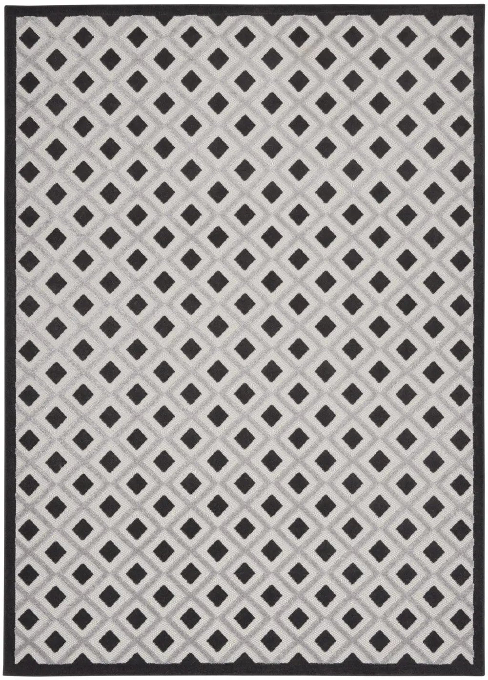 10' X 13' Black And White Gingham Non Skid Indoor Outdoor Area Rug - Homeroots