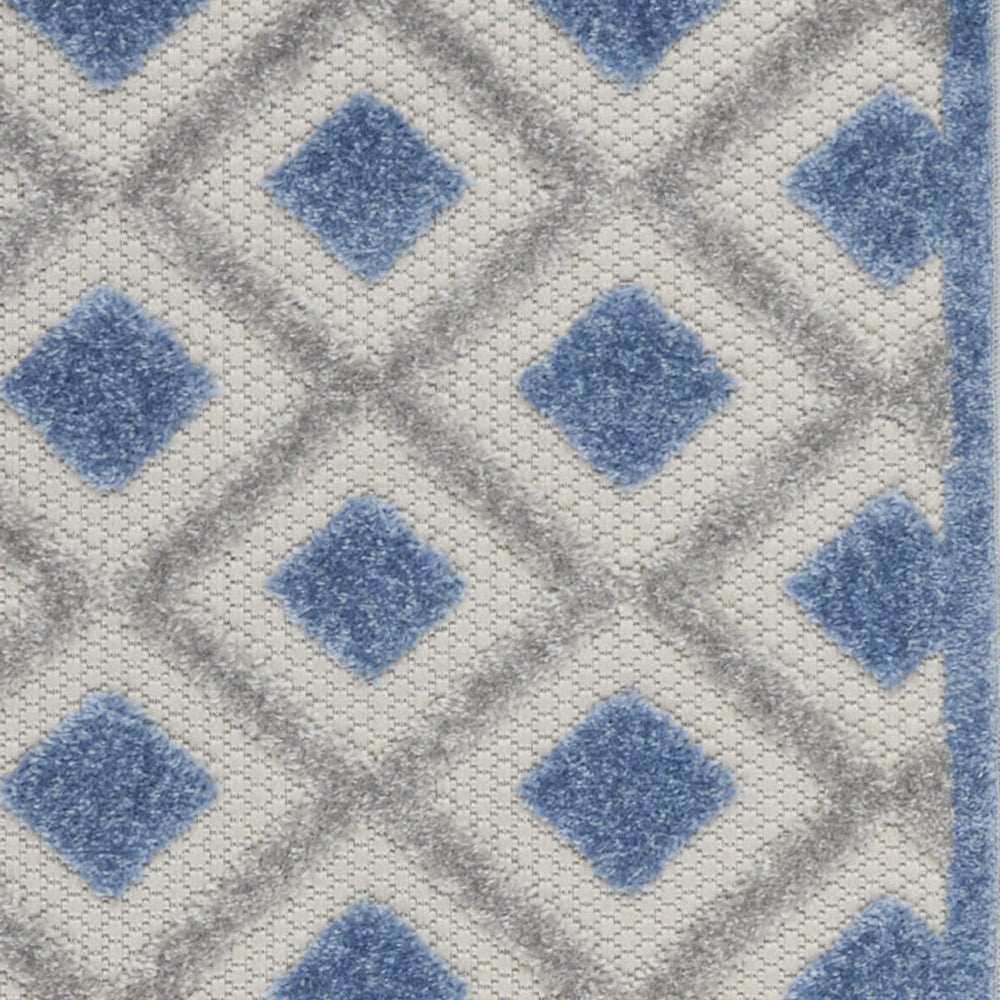 2' X 6' Blue And Grey Gingham Non Skid Indoor Outdoor Runner Rug - Homeroots - Flyclothing LLC