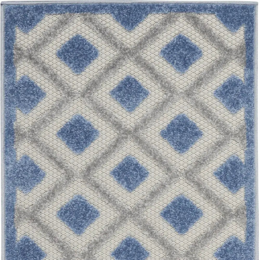 2' X 6' Blue And Grey Gingham Non Skid Indoor Outdoor Runner Rug - Homeroots - Flyclothing LLC