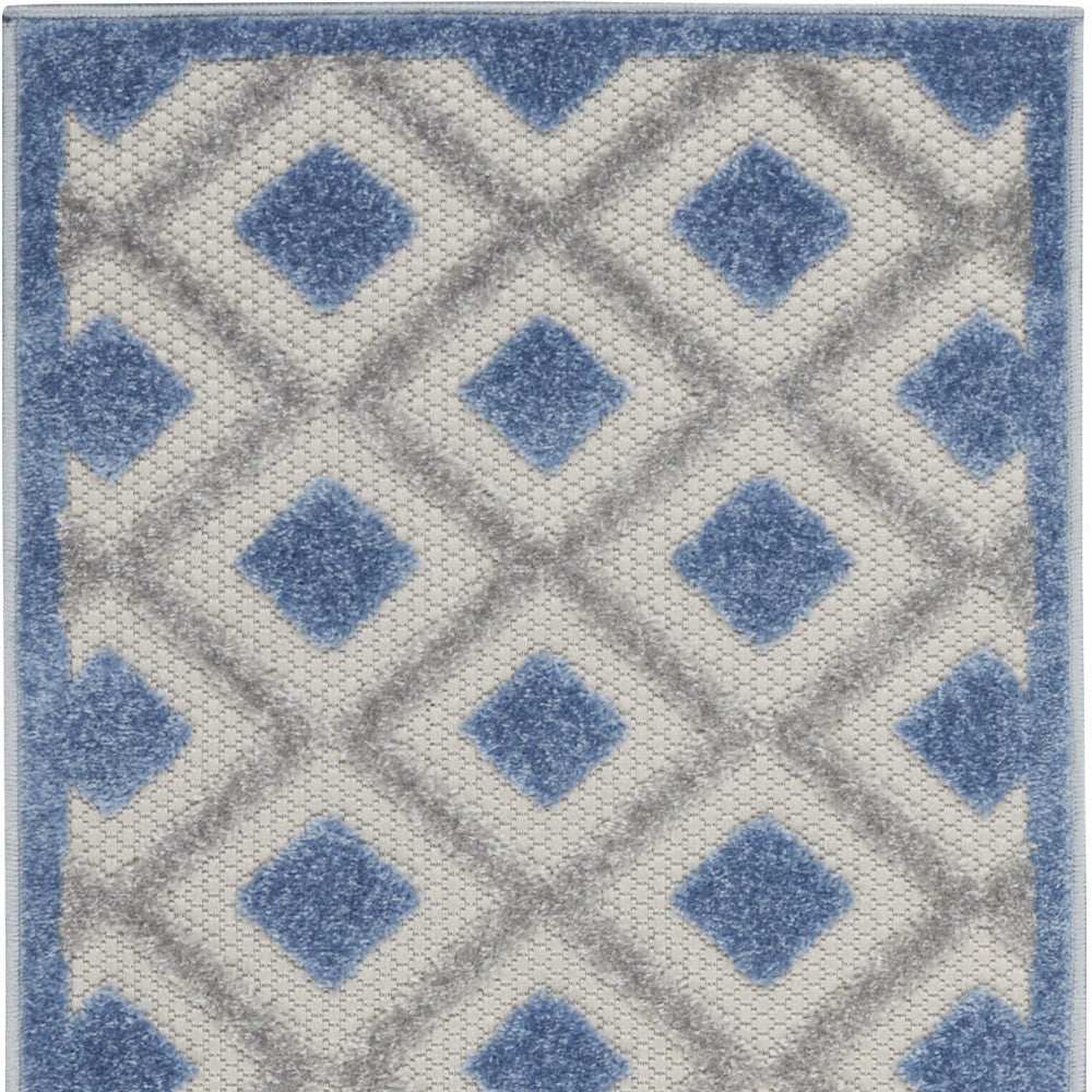 2' X 6' Blue And Grey Gingham Non Skid Indoor Outdoor Runner Rug - Homeroots - Flyclothing LLC