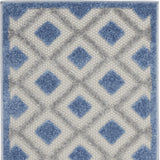 2' X 6' Blue And Grey Gingham Non Skid Indoor Outdoor Runner Rug - Homeroots