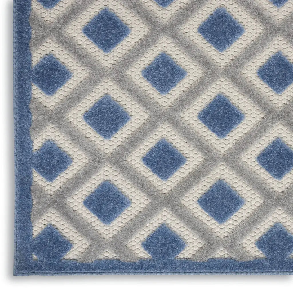 2' X 10' Blue And Grey Gingham Non Skid Indoor Outdoor Runner Rug - Homeroots - Flyclothing LLC