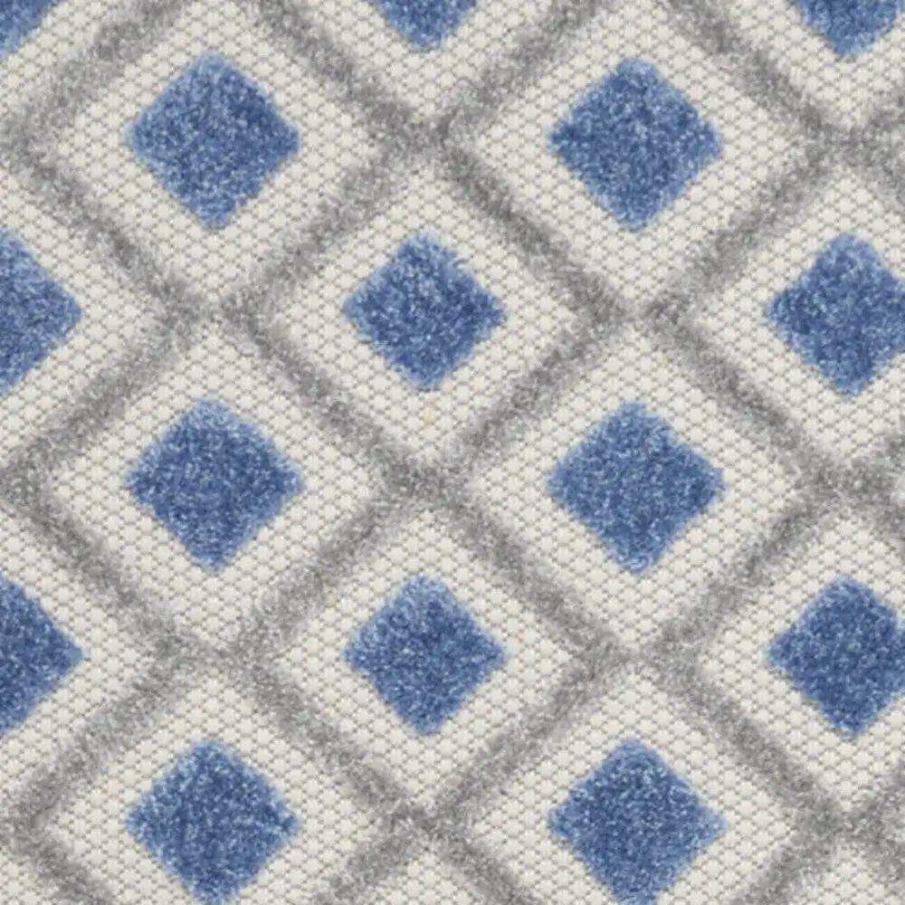 2' X 10' Blue And Grey Gingham Non Skid Indoor Outdoor Runner Rug - Homeroots - Flyclothing LLC