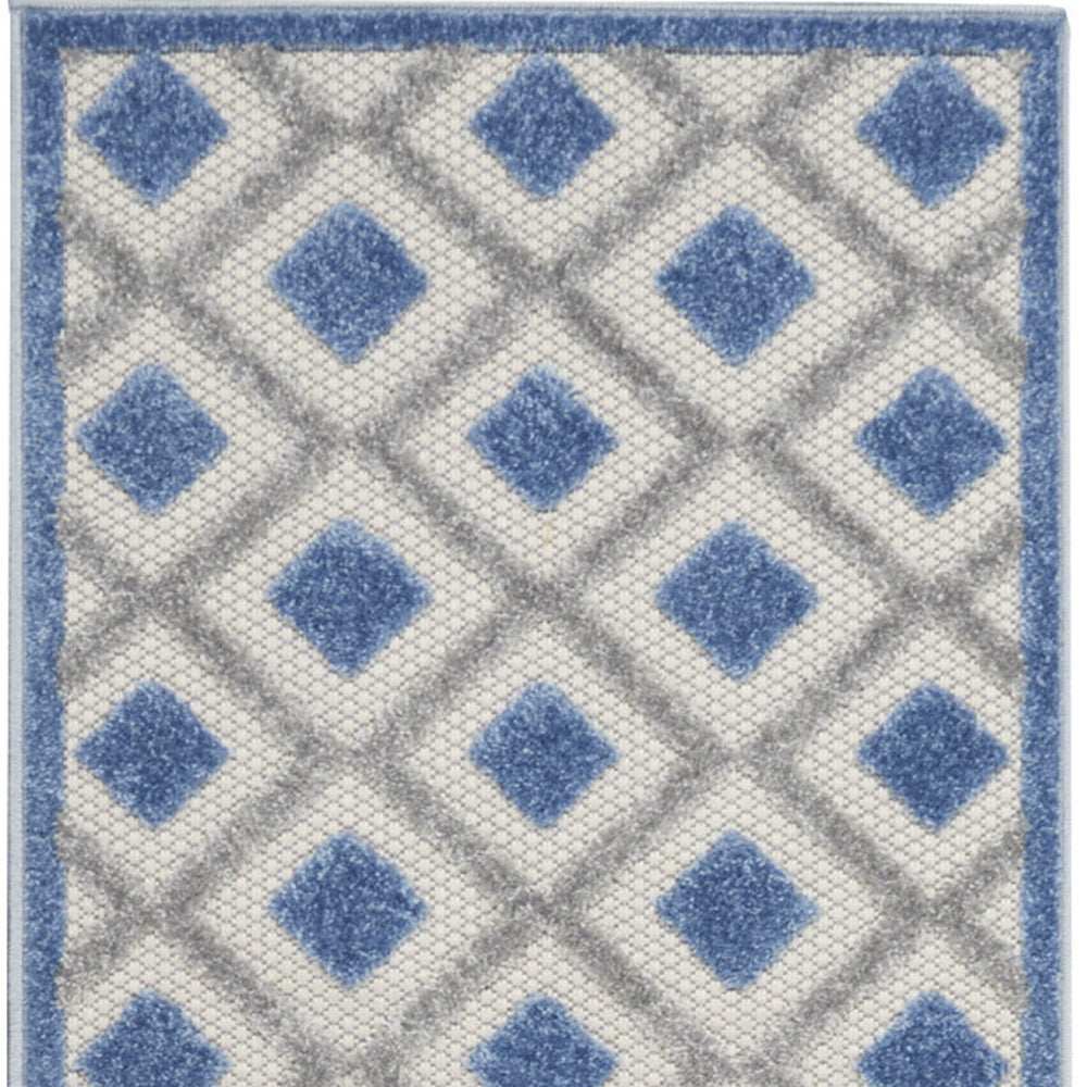 2' X 10' Blue And Grey Gingham Non Skid Indoor Outdoor Runner Rug - Homeroots - Flyclothing LLC