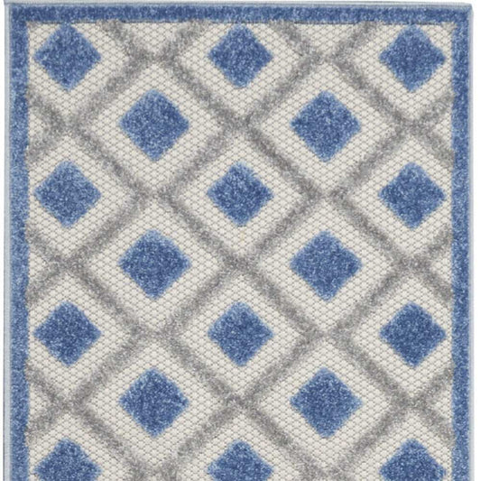 2' X 10' Blue And Grey Gingham Non Skid Indoor Outdoor Runner Rug - Homeroots - Flyclothing LLC