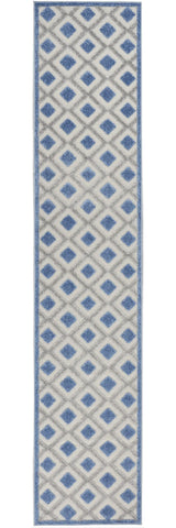 2' X 10' Blue And Grey Gingham Non Skid Indoor Outdoor Runner Rug - Homeroots - Flyclothing LLC