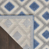 2' X 10' Blue And Grey Gingham Non Skid Indoor Outdoor Runner Rug - Homeroots