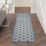 2' X 12' Blue And Grey Gingham Non Skid Indoor Outdoor Runner Rug - Homeroots - Flyclothing LLC