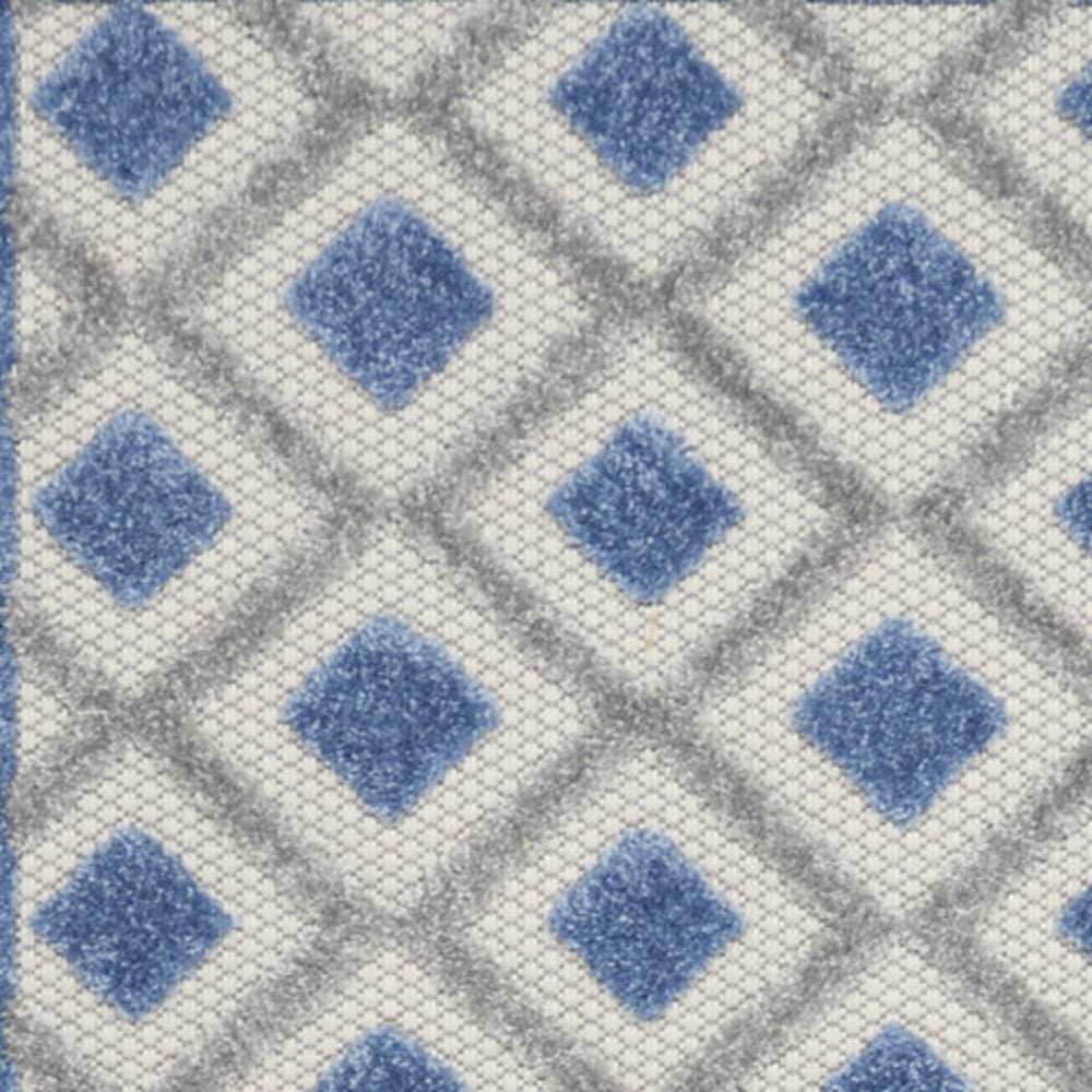 2' X 12' Blue And Grey Gingham Non Skid Indoor Outdoor Runner Rug - Homeroots - Flyclothing LLC