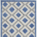 2' X 12' Blue And Grey Gingham Non Skid Indoor Outdoor Runner Rug - Homeroots