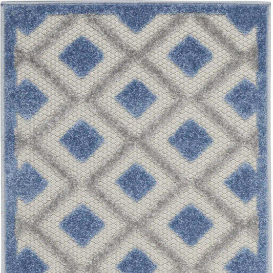 2' X 8' Blue And Grey Gingham Non Skid Indoor Outdoor Runner Rug - Homeroots - Flyclothing LLC
