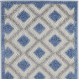 2' X 8' Blue And Grey Gingham Non Skid Indoor Outdoor Runner Rug - Homeroots
