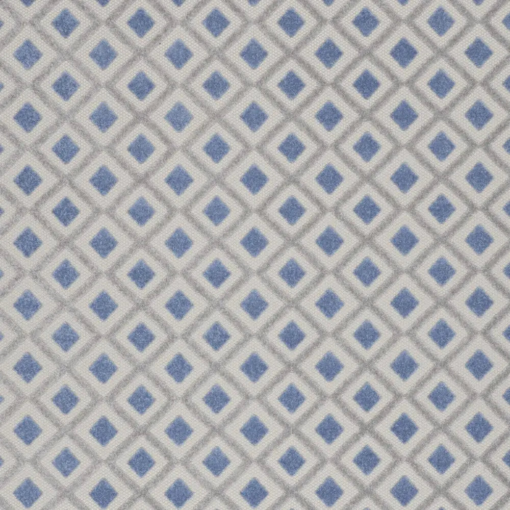 9' X 12' Blue And Grey Gingham Non Skid Indoor Outdoor Area Rug - Homeroots - Flyclothing LLC