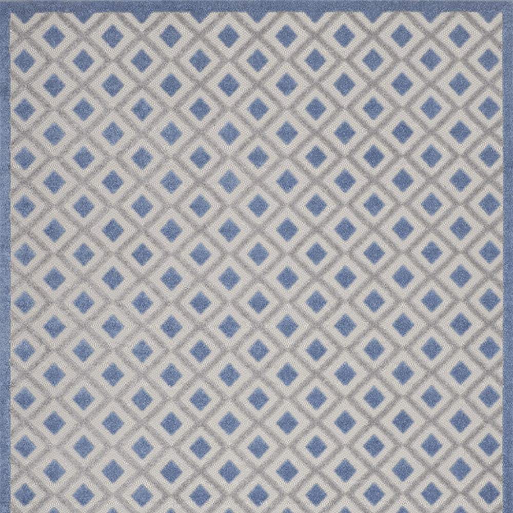 9' X 12' Blue And Grey Gingham Non Skid Indoor Outdoor Area Rug - Homeroots - Flyclothing LLC