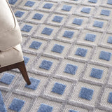 9' X 12' Blue And Grey Gingham Non Skid Indoor Outdoor Area Rug - Homeroots - Flyclothing LLC