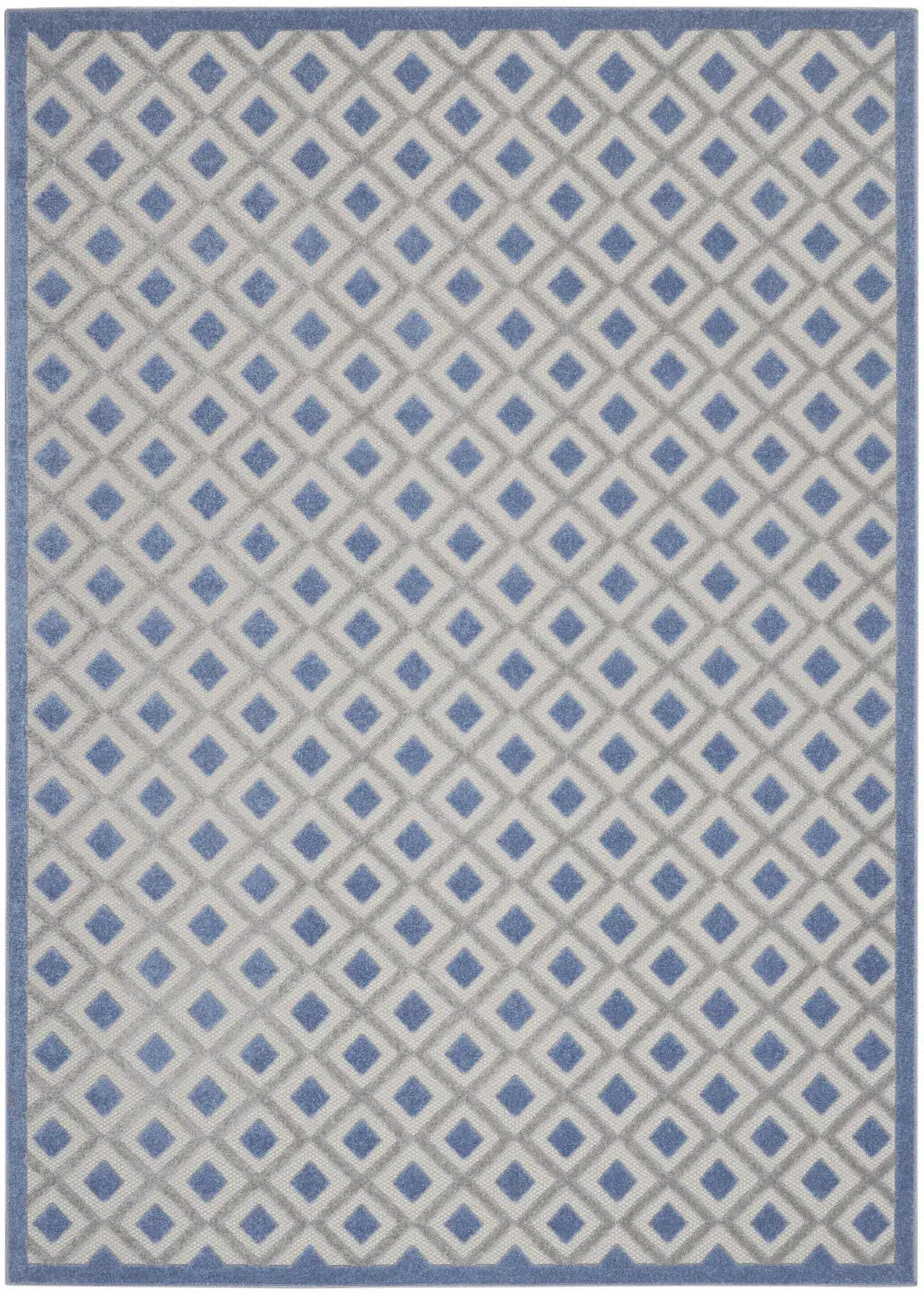 10' X 13' Blue And Grey Gingham Non Skid Indoor Outdoor Area Rug - Homeroots - Flyclothing LLC