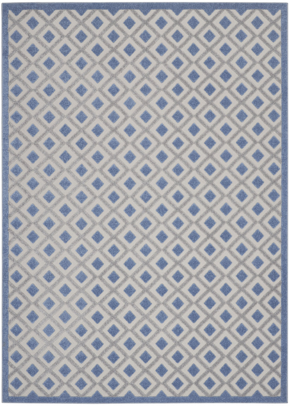 10' X 13' Blue And Grey Gingham Non Skid Indoor Outdoor Area Rug - Homeroots