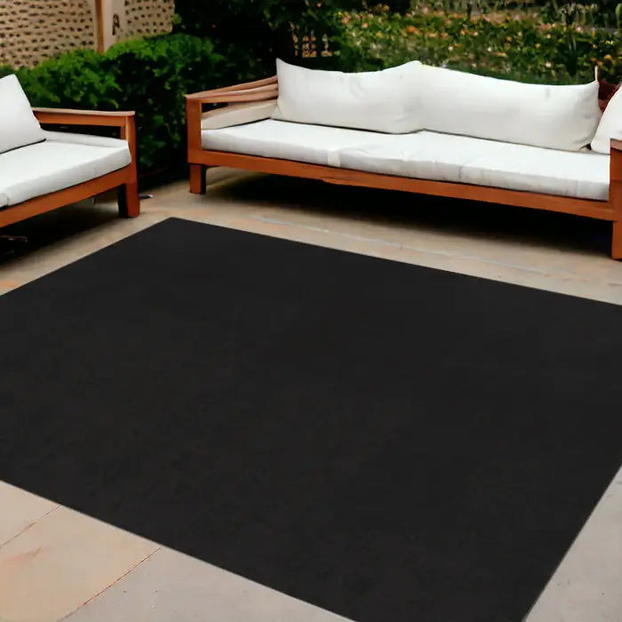 10' X 14' Black Stain Resistant Indoor Outdoor Area Rug - Homeroots - Flyclothing LLC
