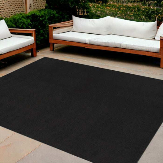10' X 14' Black Stain Resistant Indoor Outdoor Area Rug - Homeroots - Flyclothing LLC