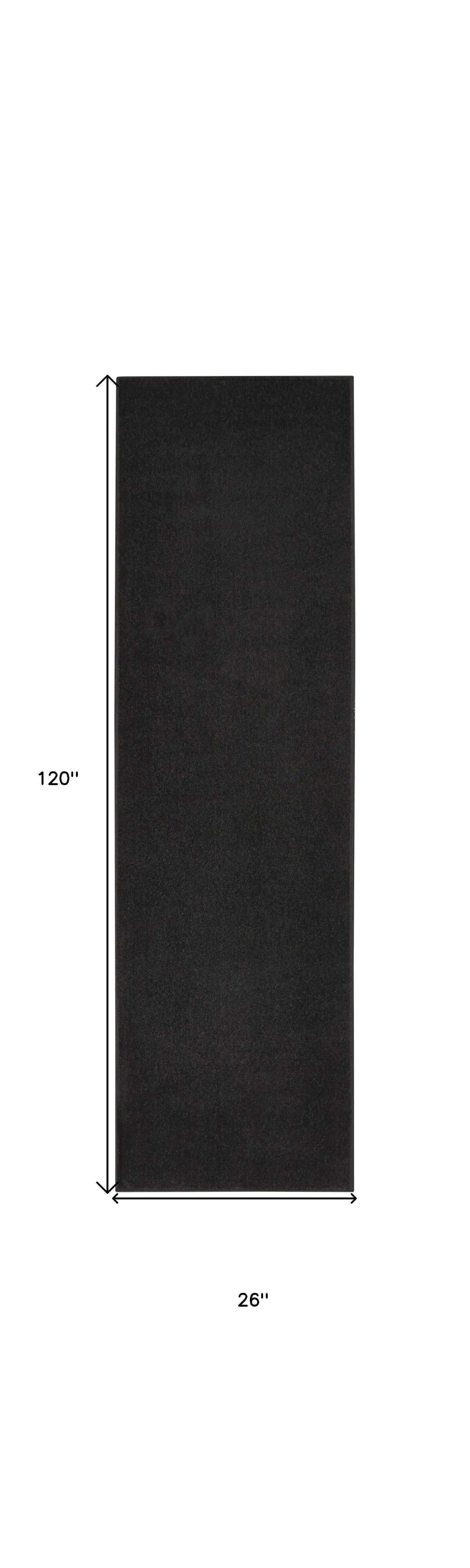 10' Black Non Skid Indoor Outdoor Runner Rug - Homeroots - Flyclothing LLC