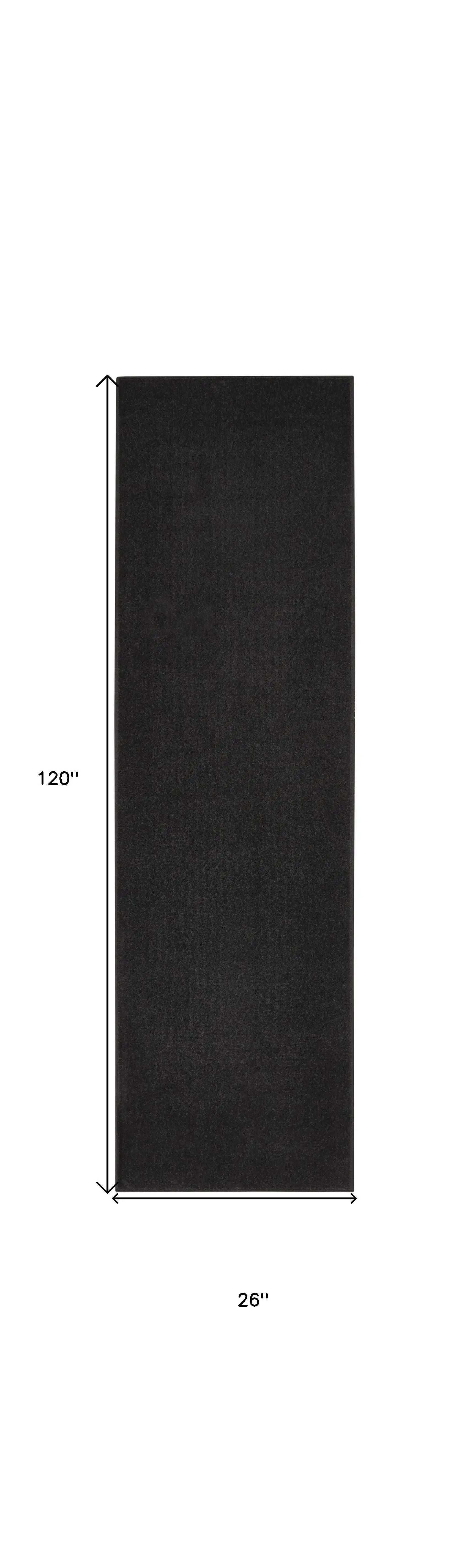 10' Black Non Skid Indoor Outdoor Runner Rug - Homeroots - Flyclothing LLC