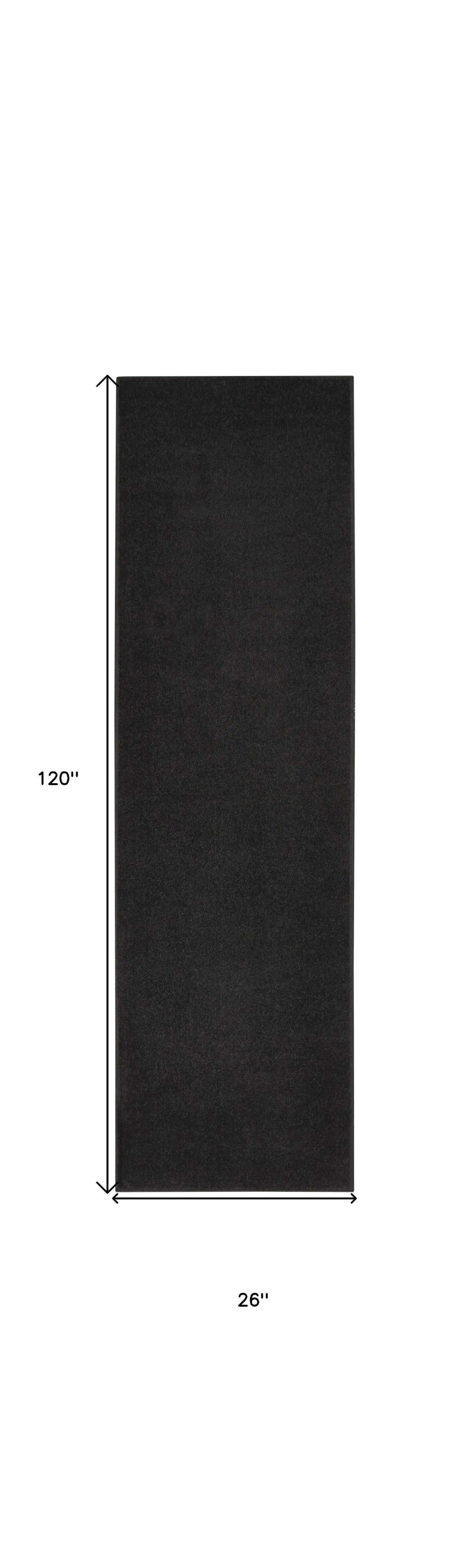 10' Black Non Skid Indoor Outdoor Runner Rug - Homeroots - Flyclothing LLC