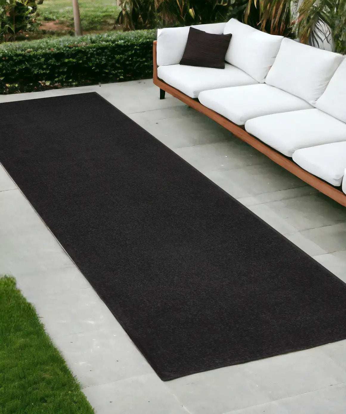 10' Black Non Skid Indoor Outdoor Runner Rug - Homeroots - Flyclothing LLC