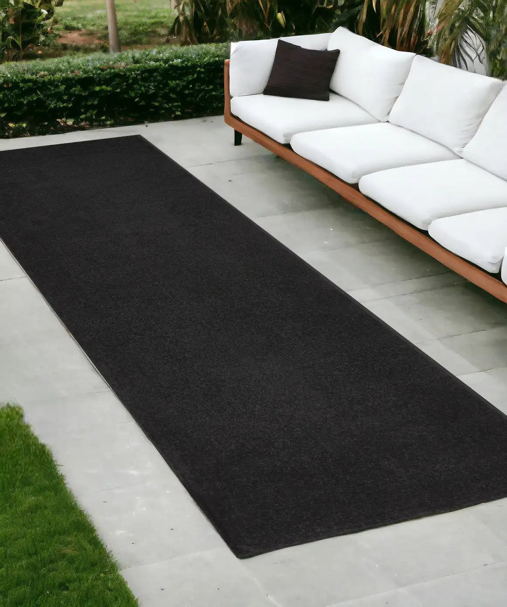 10' Black Non Skid Indoor Outdoor Runner Rug - Homeroots