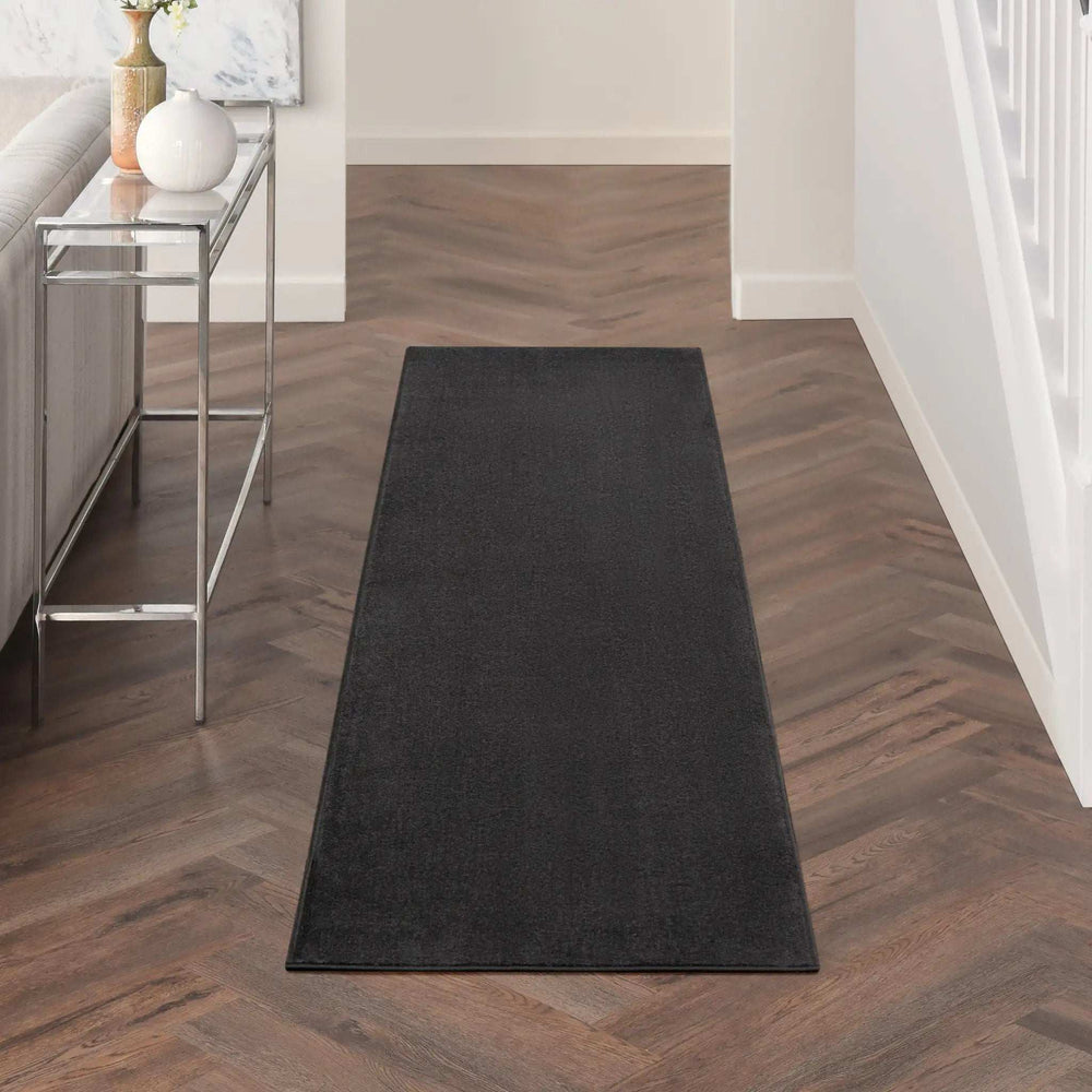 10' Black Non Skid Indoor Outdoor Runner Rug - Homeroots - Flyclothing LLC