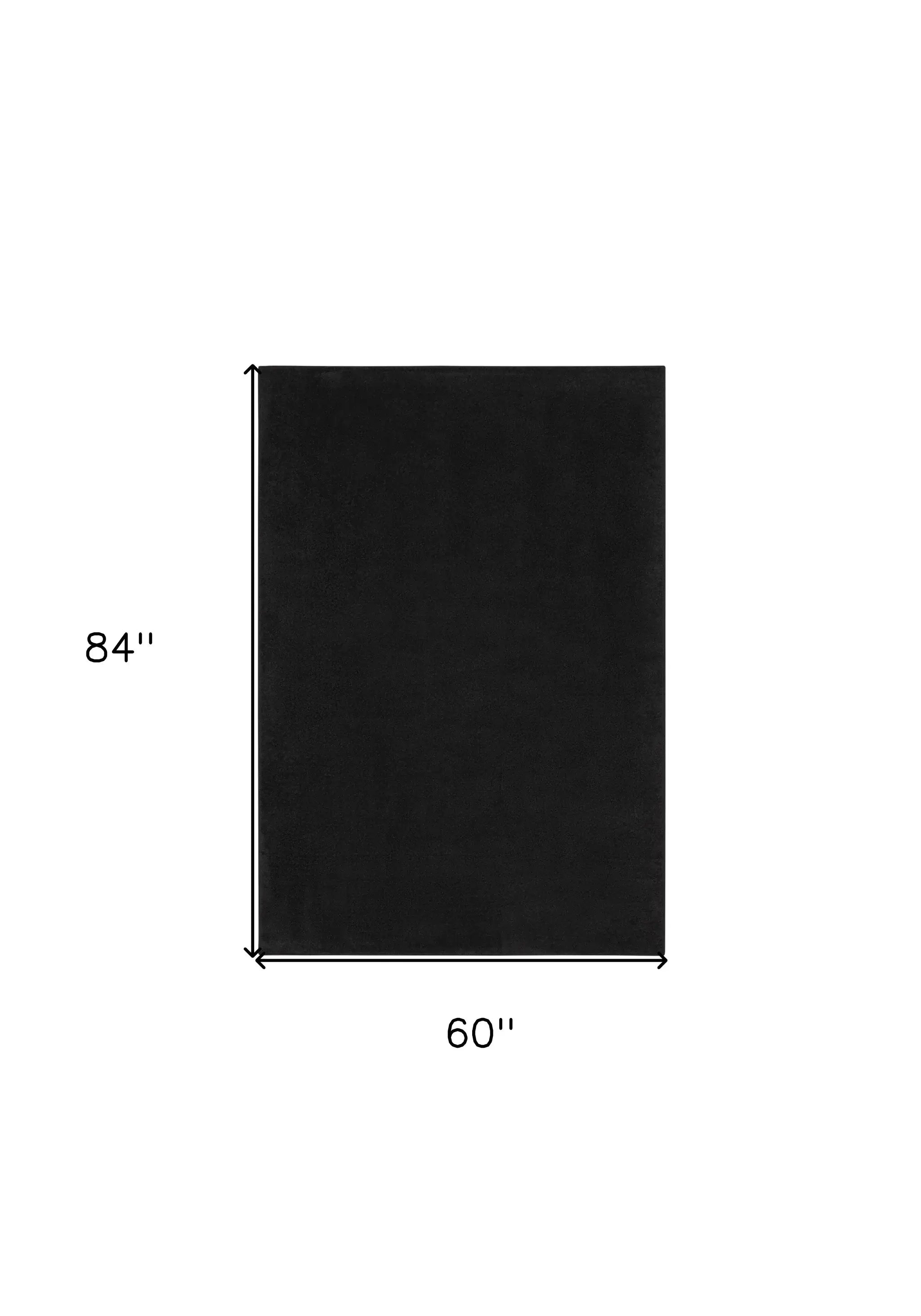 5' X 7' Black Stain Resistant Indoor Outdoor Area Rug - Homeroots - Flyclothing LLC