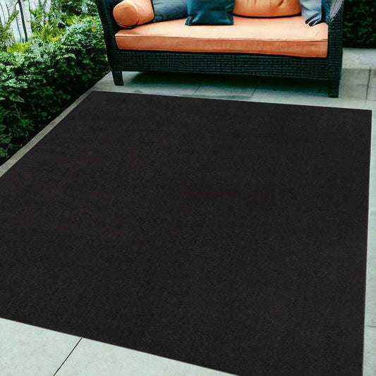 7' X 10' Black Stain Resistant Indoor Outdoor Area Rug - Homeroots - Flyclothing LLC