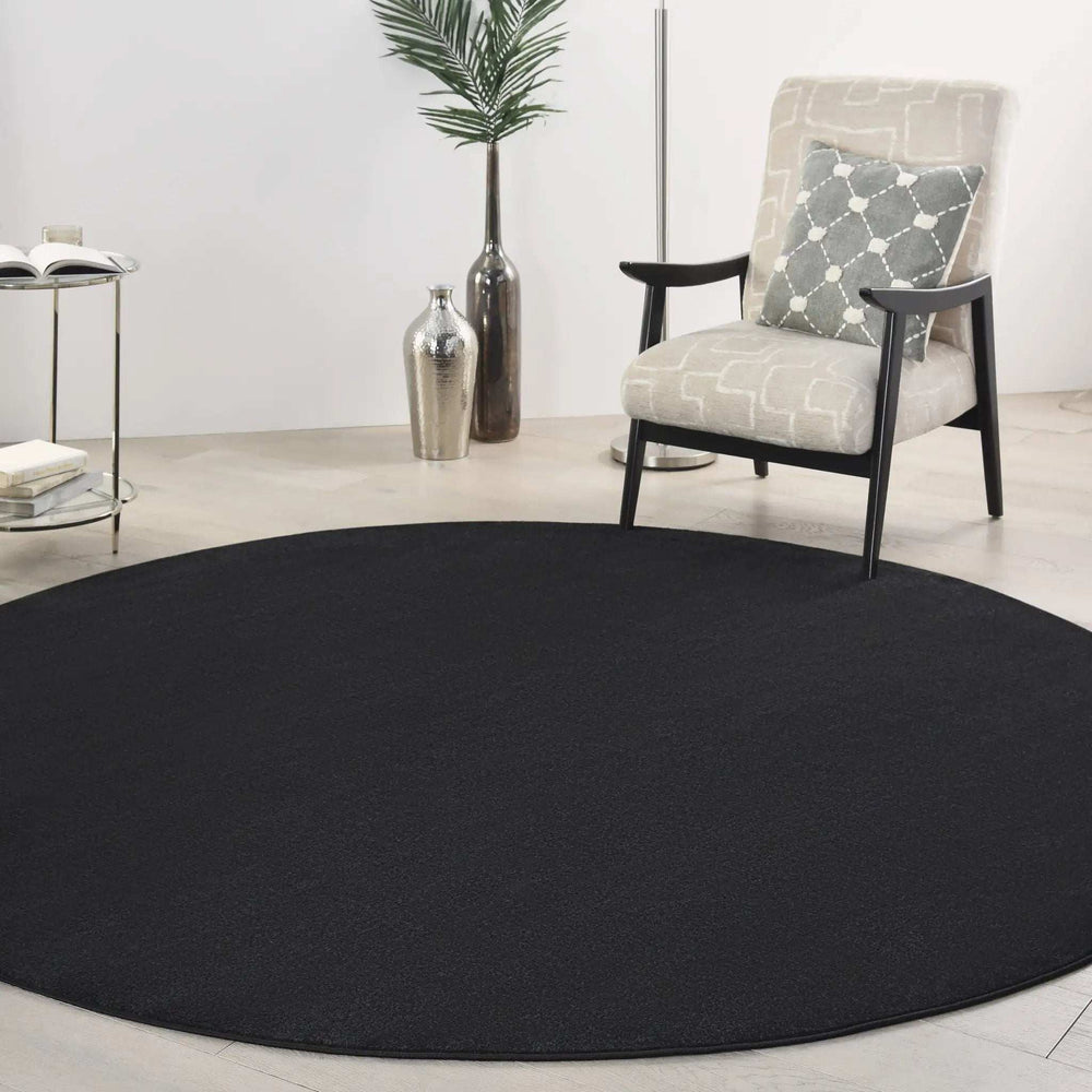 8' X 8' Black Round Non Skid Indoor Outdoor Area Rug - Homeroots - Flyclothing LLC