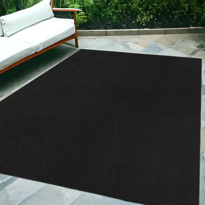 8' X 10' Black Stain Resistant Indoor Outdoor Area Rug - Homeroots - Flyclothing LLC