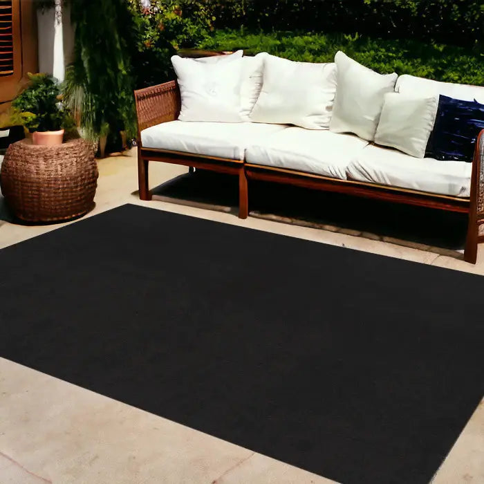 9' X 12' Black Stain Resistant Indoor Outdoor Area Rug - Homeroots - Flyclothing LLC