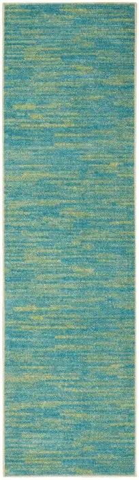2' X 6' Blue And Green Abstract Non Skid Indoor Outdoor Runner Rug - Homeroots